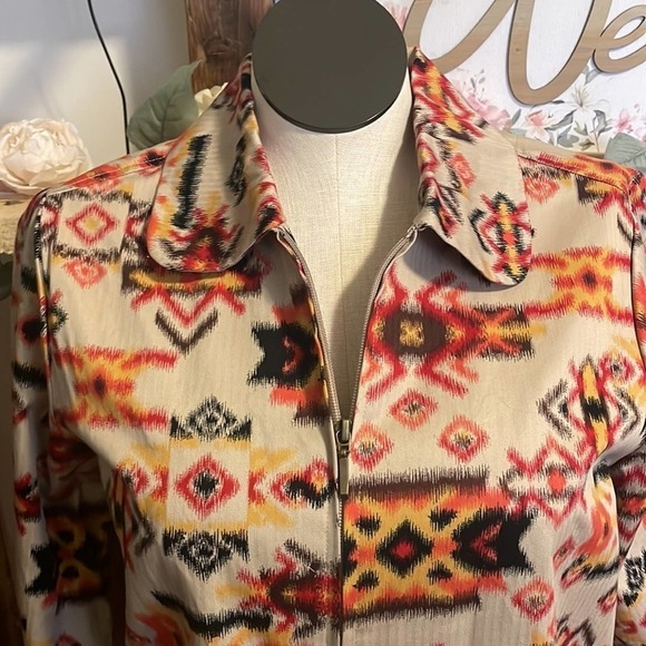 Breckenridge Aztec Print woman’s plus khaki red painted desert Jacket Size 1X - Picture 9 of 11